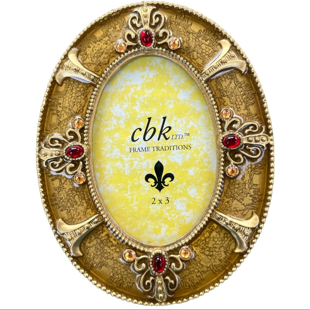 Cbk Frame Traditions 2x3 Gold & Gemstone Ornate Free Standing Picture Frame
